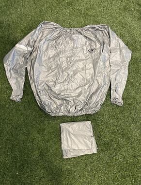 Athletic Works Silver Sauna Suit S/M Reflective Weight Loss Exercise 2-Pc